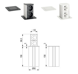 Elektrická zásuvka PowerUp 2x230V 2xUSB A+C černá 
